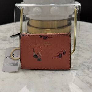 Coach Coral Cardholder with Sunglasses Motif